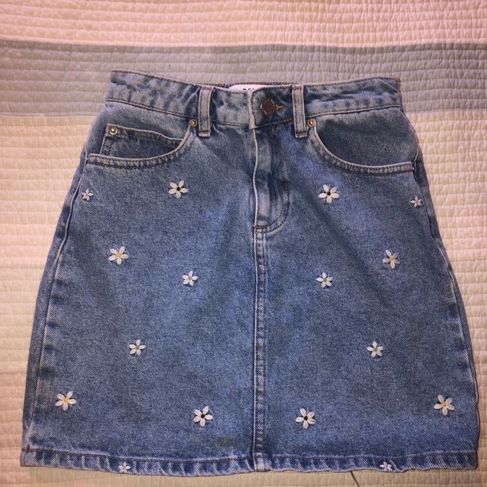 Flower jean skirt